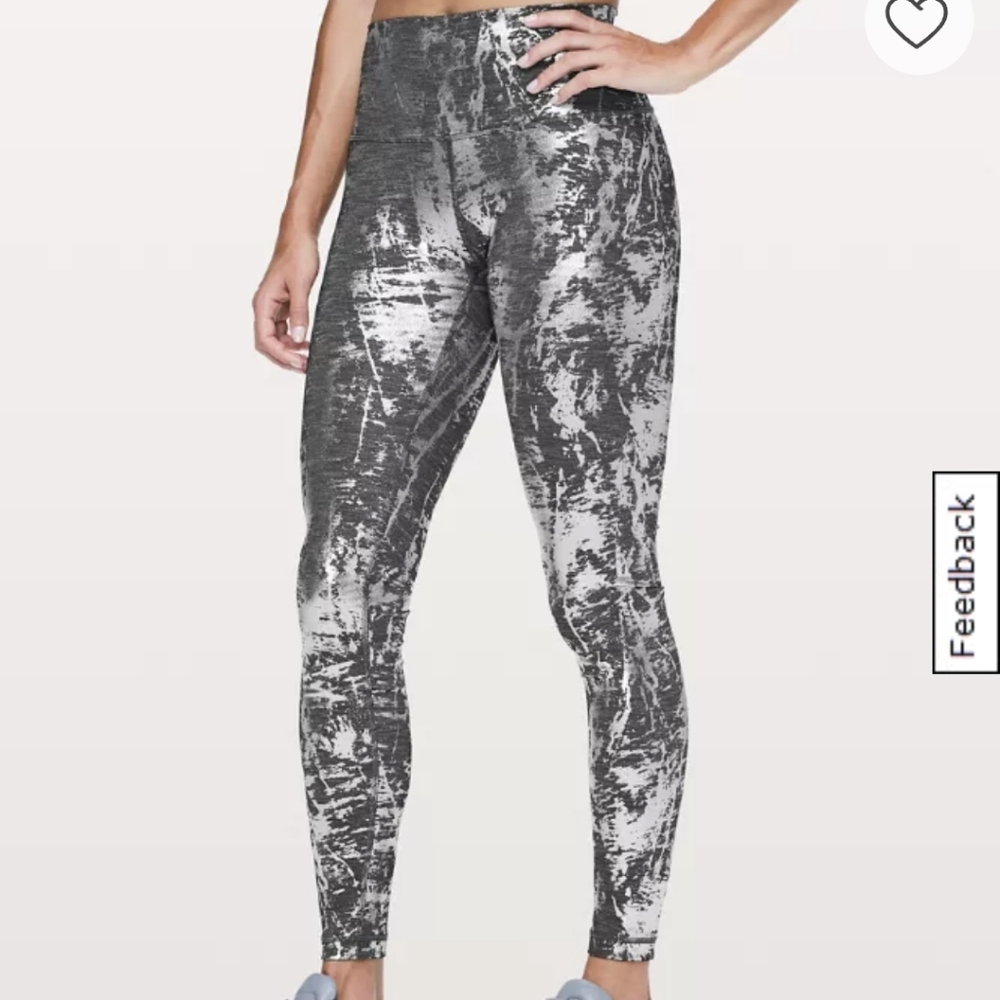 Lululemon High Rise Wunder Under Black and Silver Leggings NWOT Size 4